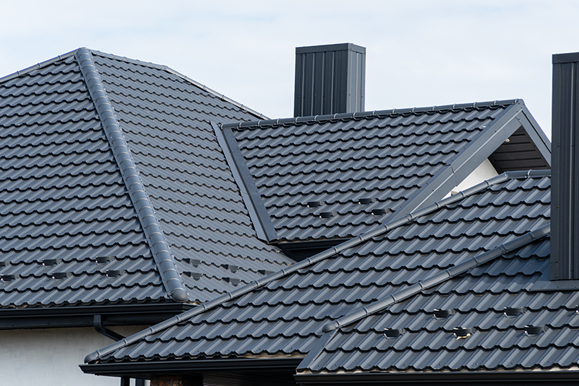 new-black-metal-roof-house-chimney-roofing-metal-profile-metal