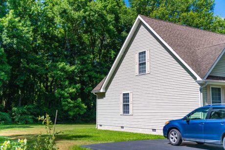 Private residential architecture with car.