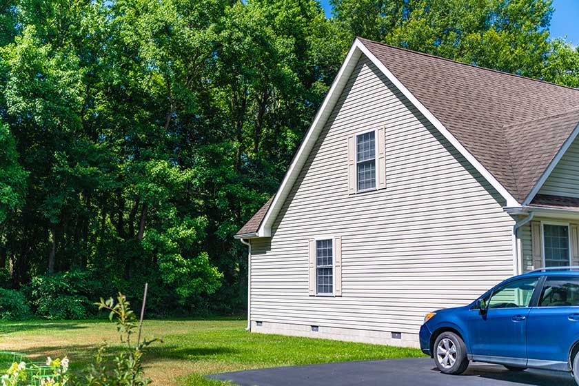 Private residential architecture with car.